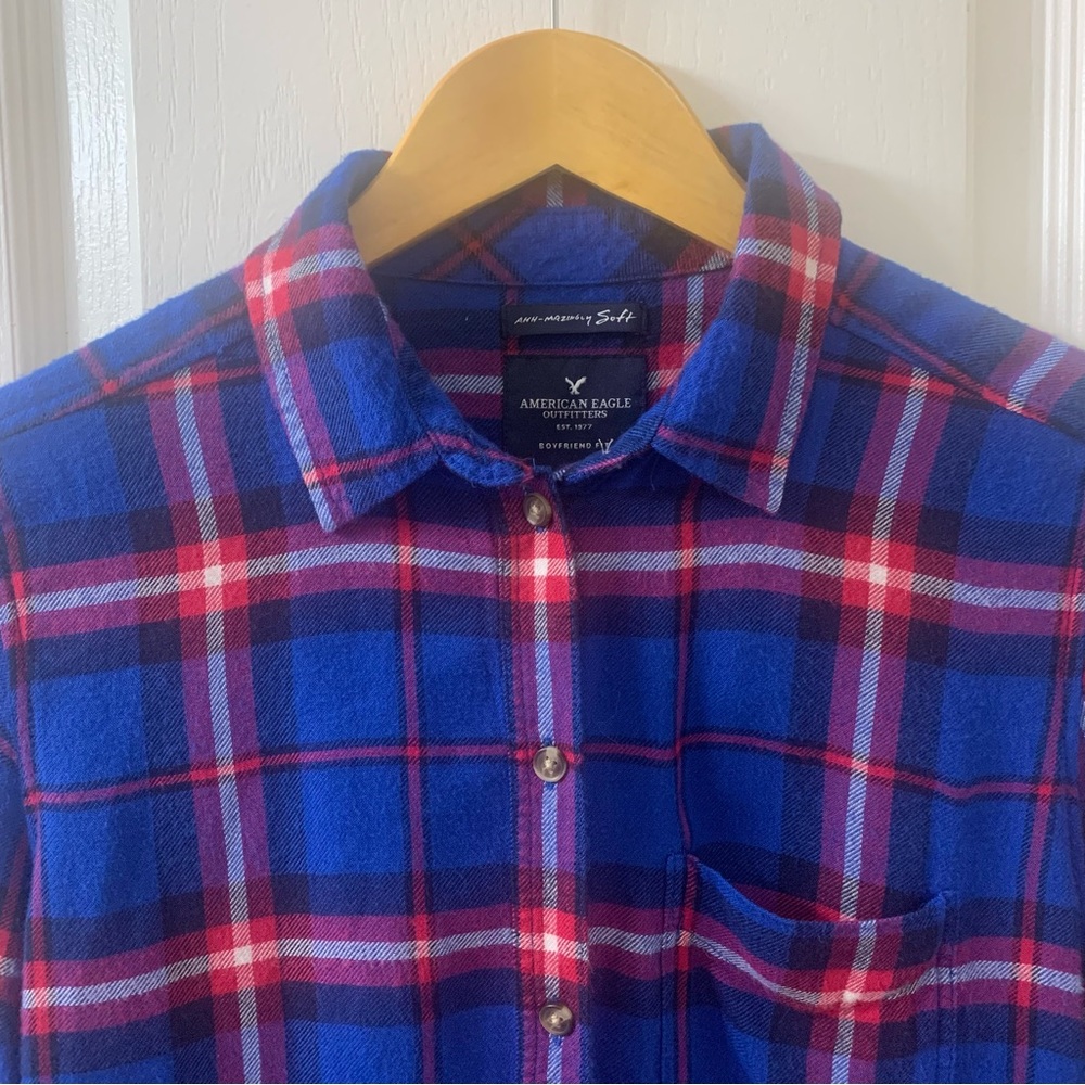 AEO Small Ahh-Mazingly Plaid Flannel Boyfriend Shirt - Picture 3 of 14